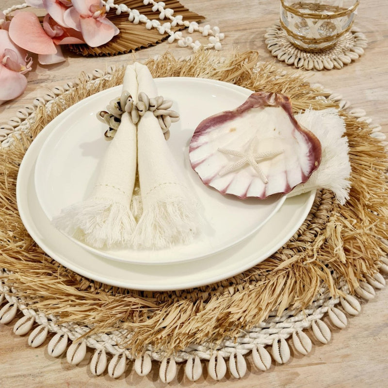 Pebble Cove Cowrie Shell Napkin Ring - Luxe Coastal Home
