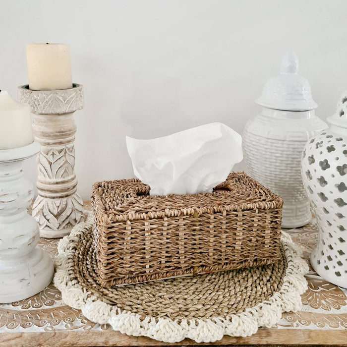 Rattan Tissue Box Rectangle - Luxe Coastal Home