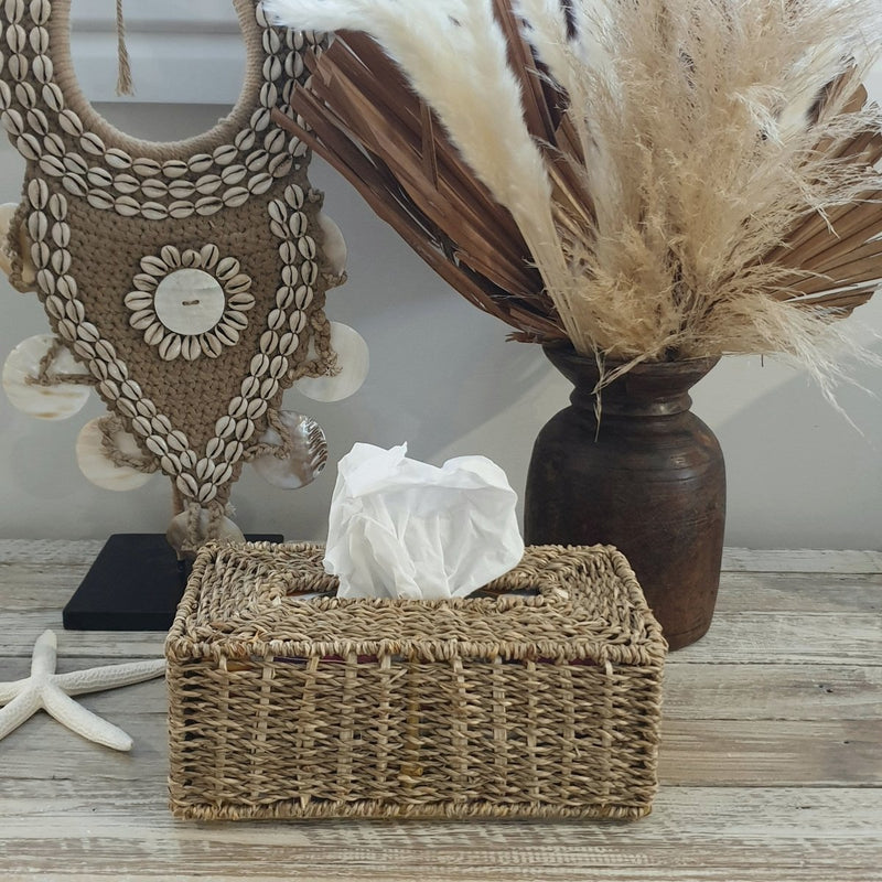 Rattan Tissue Box Rectangle - Luxe Coastal Home