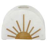 Rising Sun Marble & Gold Inlay Candle Holder - Luxe Coastal Home